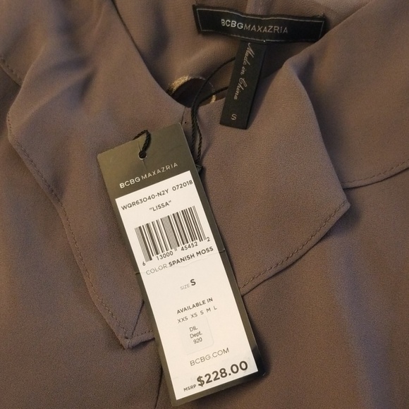 SOLD.BCBGMAXAZRIA SPANISH MOSS ASYMETRICAL DRESS S - Picture 4 of 6